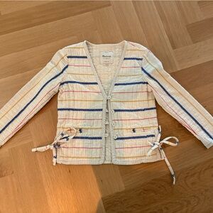 Madewell Cream Multicolor Striped Cardigan
